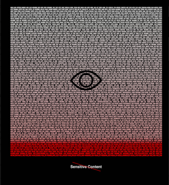 Ein Auge als Piktogramm vor einer Mauer aus Ziegelsteinen. | alternative text english: An eye as a pictogram in front of a wall made of bricks.